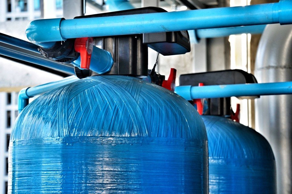 Closeup of storage tanks