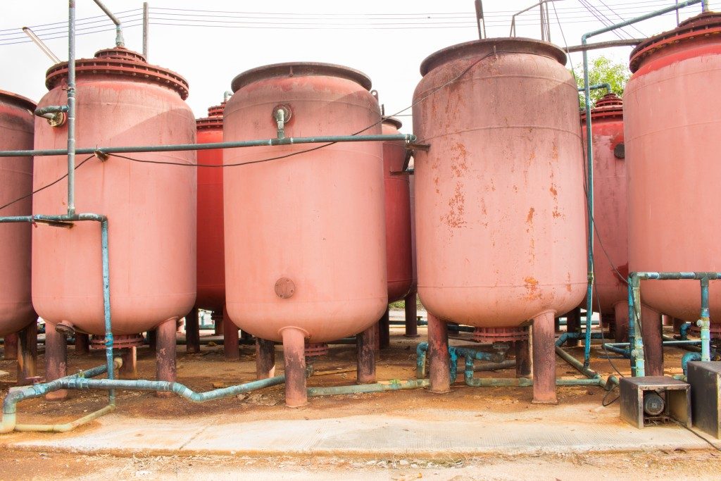 pink storage tanks