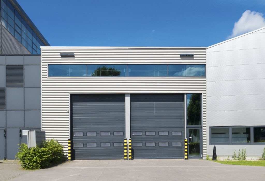 modern industrial unit with roller doors