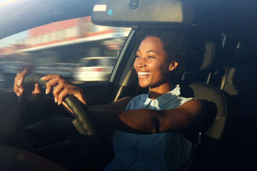 woman driving a car