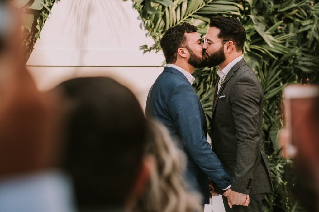 two men getting married