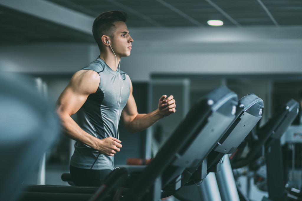 running on a treadmill